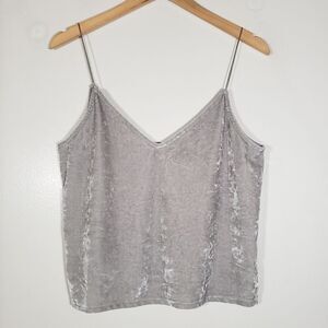 H&M Crushed Velvet Silver Y2K 2000s Sleevless Cami Blouse Size M